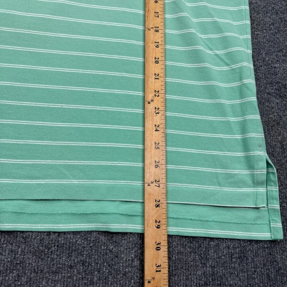 Ralph Lauren Polo Shirt Mens Size Large Light Green Striped Vintage Casual Pony
